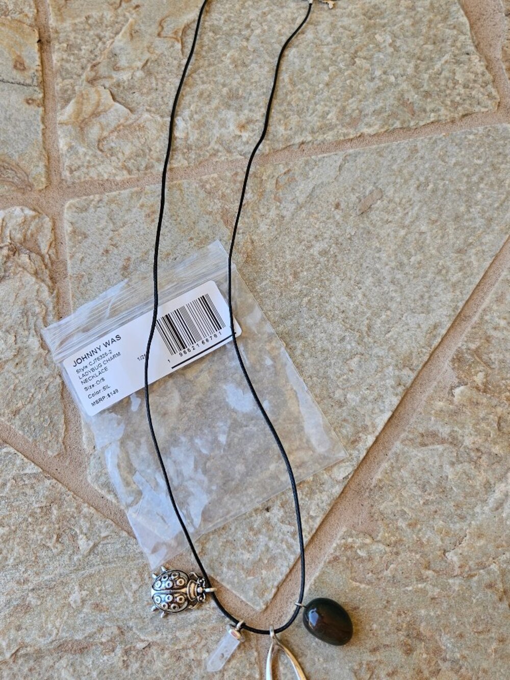 Johnny Was Ladybug, Wishbone, and Stone Charm Necklace